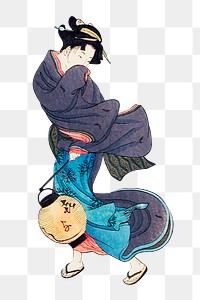 Japanese woman png sticker, Asian artwork, transparent background