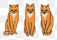 Png three cats sticker, Julie de Graag's vintage illustration, transparent background