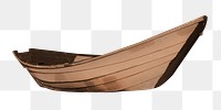 Brown rowboat png sticker, transparent background