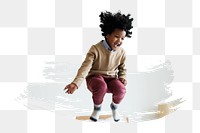 PNG Young kid having a fun time, collage element, transparent background