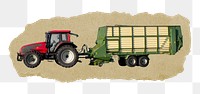 Farm tractor png ripped paper sticker, transparent background