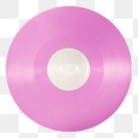 Png pink vinyl record sticker, transparent background