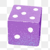 Png purple dice sticker, transparent background