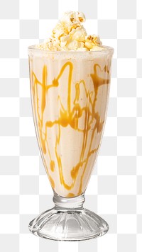 Caramel popcorn milkshake png sticker, transparent background