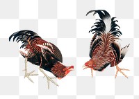 Vintage chickens png, Japanese animal illustration, transparent background. Original public domain image. Digitally enhanced by rawpixel.