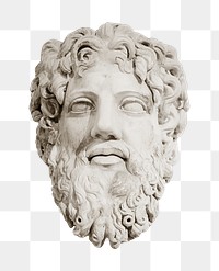 Zeus head sculpture png sticker, transparent background