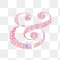 Pink ampersand png aesthetic glitter sign sticker, transparent background