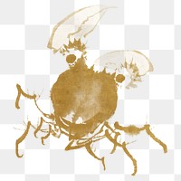 Vintage Hokusai's gold crab png on transparent background. Remixed by rawpixel.