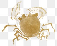 Vintage Hokusai's gold crab png on transparent background. Remixed by rawpixel.