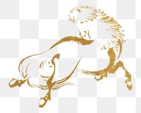 Gold Japanese horse, png sticker, transparent background. Remixed by rawpixel.