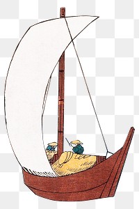 Png Utagawa Hiroshige's Sailing Boat sticker, transparent background.   Remastered by rawpixel. 