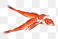 Hiroshige's Red gurnard png sticker, transparent background.    Remastered by rawpixel. 