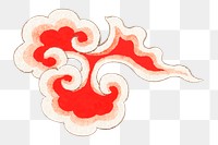 Red Japanese cloud png sticker, transparent background.   Remastered by rawpixel. 