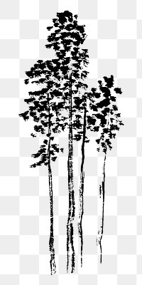 Hokusai’s trees png on transparent background.    Remastered by rawpixel. 