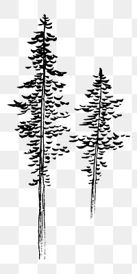 Hokusai’s trees png on transparent background.    Remastered by rawpixel. 