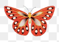 Orange butterfly png sticker, vintage insect illustration, transparent background