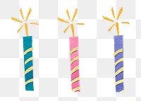 Birthday candles png sticker, glittery design, transparent background