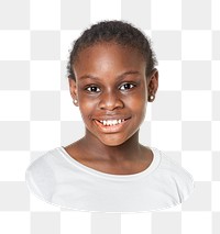 Little girl png sticker, wearing t-shirt, transparent background