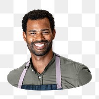 Png man in apron sticker, transparent background