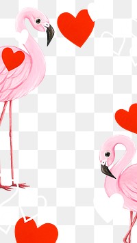 Cute flamingoes png frame, animal illustration, transparent background