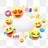 Social media emoticons png sticker, 3D speech bubble graphic, transparent background