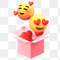 Love 3D png emoticon sticker, transparent background