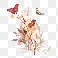 Autumn butterflies aesthetic png sticker, transparent background