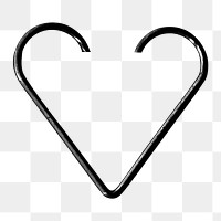 Heart paper clip png sticker, stationery image, transparent background