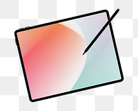 Tablet png gradient screen sticker, transparent background