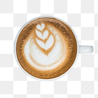 Latte art coffee png sticker, transparent background
