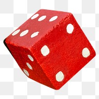 Red dice cube png sticker, transparent background