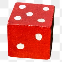 Red dice cube png sticker, transparent background