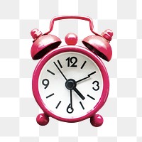 Pink alarm clock png sticker, transparent background