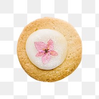 Biscuit png cookie, elegant dessert with flower in transparent background