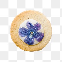 PNG flower cookie, elegant dessert in transparent background