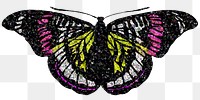 Dark glittery png butterfly sticker, aesthetic illustration, transparent background.  Remixed by rawpixel