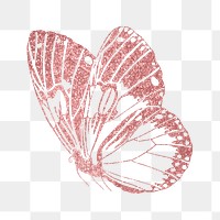 Pink butterfly png sticker, sparkly aesthetic design, transparent background. Remixed from the artwork of E.A. Séguy.