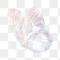 Aesthetic butterfly png sticker, holography design on transparent background. Remixed from the artwork of E.A. S&eacute;guy.