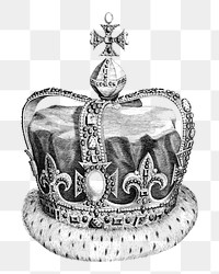 Royal crown png object sticker, transparent background.    Remastered by rawpixel