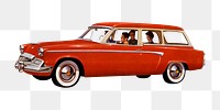 Red classic car png sticker, vintage illustration on transparent background.  Remastered by rawpixel