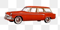 Red classic car png sticker, vintage illustration on transparent background.  Remastered by rawpixel