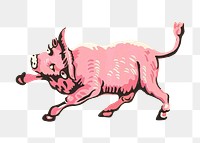 Harold Merriam's png pink bull illustration on transparent background.    Remastered by rawpixel