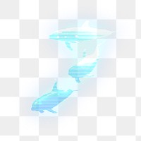 Dolphin png blue element, transparent background