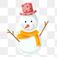 Cute snowman png sticker, Christmas celebration, transparent background