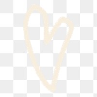 Love png sticker, beige doodle, transparent background