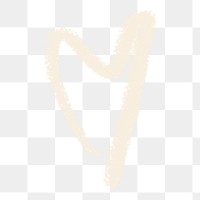 Crayon beige heart png sticker, transparent background