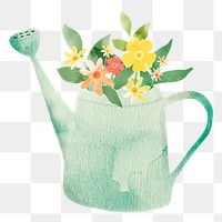 Watering can png flower sticker, transparent background