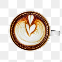 Coffee latte art png sticker, transparent background