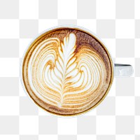 Coffee latte art png sticker, transparent background