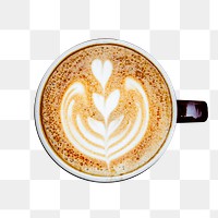 Coffee latte art png sticker, transparent background